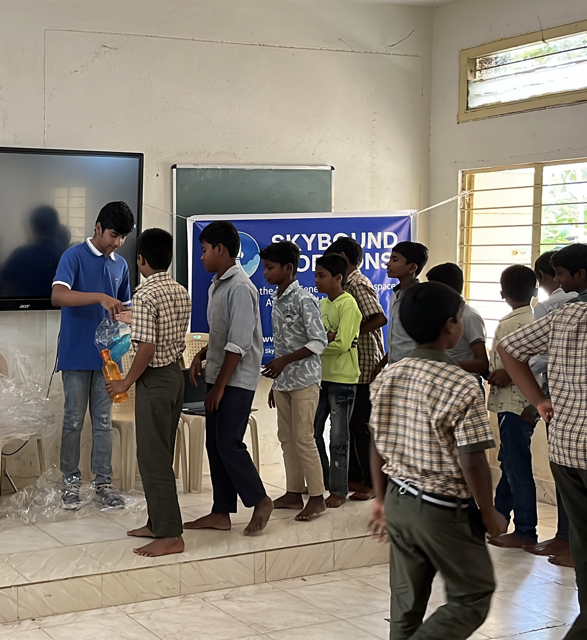 Giving out Skybound water bottles